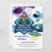 Hero Spaceship Boy Birthday Einladung (Vorderseite)