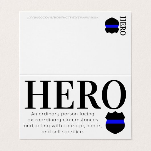 Hero Thin Blue Line Polizei Danke Business Card Visitenkarten (Außenseite Aufgefaltet)