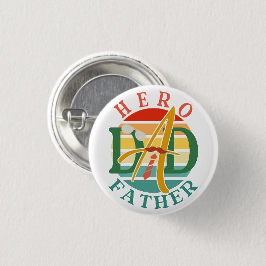 Hero Vater Fath Sunset Krawatte, Mustache & Sonnen Button (Vorne & Hinten)