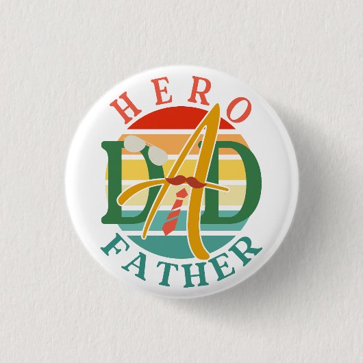 Hero Vater Fath Sunset Krawatte, Mustache & Sonnen Button (Vorderseite)