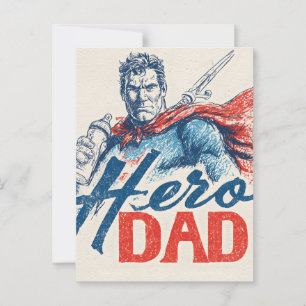 "Hero Vater" Superhero Illustration mit Babyflasch Postkarte