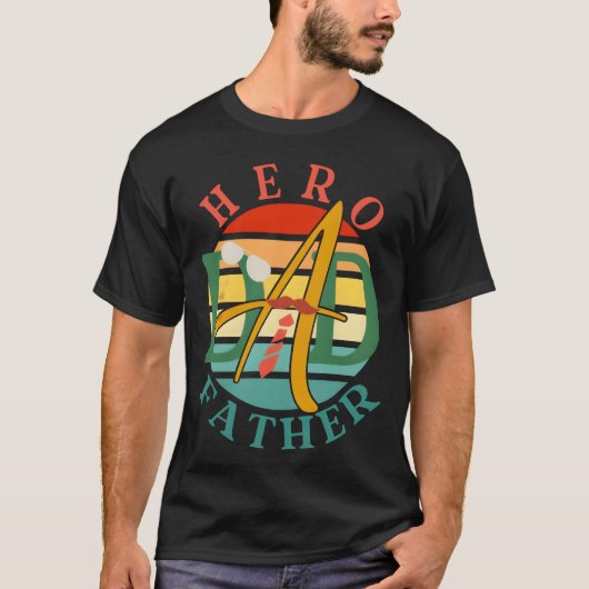 Hero Vater Vater Retro T-Shirt (Vorderseite)