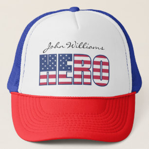 Heroamerikanischer Flag-Streifen Namen oder Text h Truckerkappe