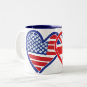 Heroes der amerikanischen Flagge/Backenfahne Zweifarbige Tasse (Vorderseite Links)