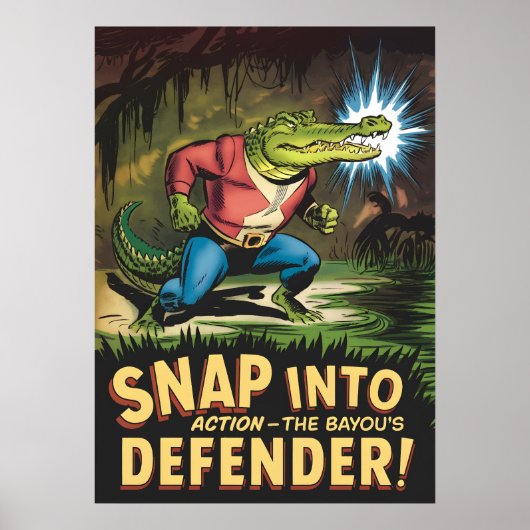 Heroic Alligator Comic Style Bayou Defender Poster (Vorne)