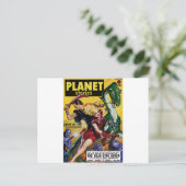 Heroic Blonde Rides a Dinosaurier Postkarte (Stehend Vorderseite)