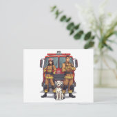 Heroic Firefighter Duo and Dalmatian Postcard Postkarte (Stehend Vorderseite)