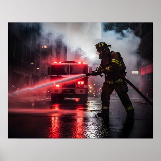 Heroic Firefighter Rescue Scene Poster (Vorne)