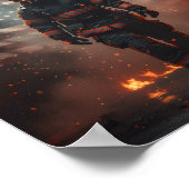 Heroic Firefighter with American Flag Patriotic  Poster (Ecke)