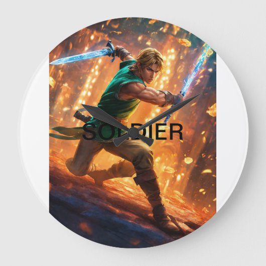 Heroic Soldier Art Clock Große Wanduhr (Vorderseite)