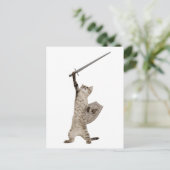 Heroic Warrior Knight Cat Postkarte (Stehend Vorderseite)