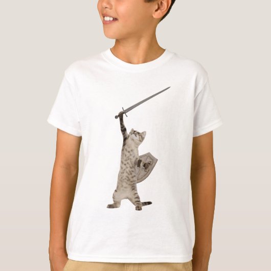 Heroic Warrior Knight Cat T-Shirt (Vorderseite)