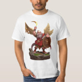 Heroic Winged Dwarf Warrior Fantasy Art T-Shirt (Vorderseite)