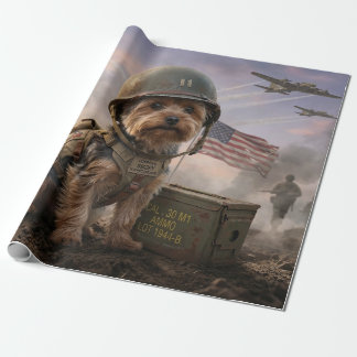 Heroic Yorkie "Corporal Smoky" WWII Military Art  Geschenkpapier