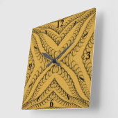 Heroin String Spring Black on Gold Geometric Art Quadratische Wanduhr (Winkel)