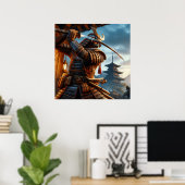 Heroisch Golden Epic Samurai Digitale Kunst Poster (Heimbüro)