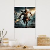 Heroische Bronze Epic Warrior Charming Digitale Ku Poster (Küche)