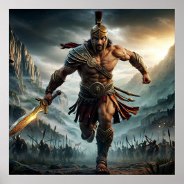 Heroische Bronze Epic Warrior Charming Digitale Ku Poster