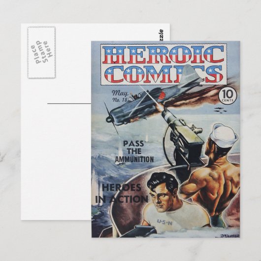 Heroische Comicen Postkarte (Vorne/Hinten)