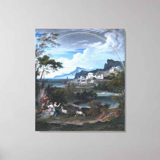 Heroische Landschaft mit Regenbogen Leinwanddruck (Vorderseite)