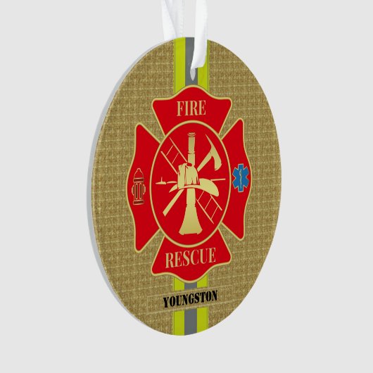 Heroischer Feuerwehrmann, Malteser Cross Design Ornament (Vorderseite)