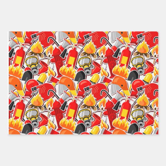 Heroischer Feuerwehrmann Themed Geschenkpapier Set (Vorderseite)