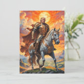 Heroischer Trump-Krieger in Goldener Rüstung Einladung (Stehend Vorderseite)