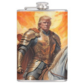 Heroischer Trump-Krieger in Goldener Rüstung Flachmann (Vorderseite)