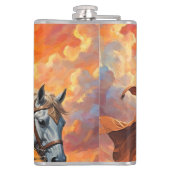 Heroischer Trump-Krieger in Goldener Rüstung Flachmann (Rückseite)