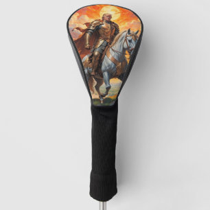Heroischer Trump-Krieger in Goldener Rüstung Golf Headcover