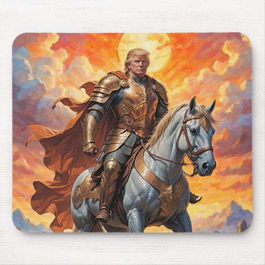 Heroischer Trump-Krieger in Goldener Rüstung Mousepad (Vorne)