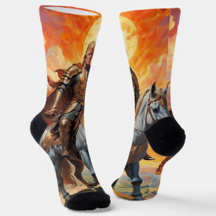Heroischer Trump-Krieger in Goldener Rüstung Socken