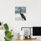 Heron am Strand Farbe 16x20 Poster (Heimbüro)