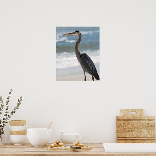 Heron am Strand Farbe 16x20 Poster (Küche)