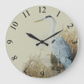 Heron an der Marsh Edge Große Wanduhr (Vorderseite)
