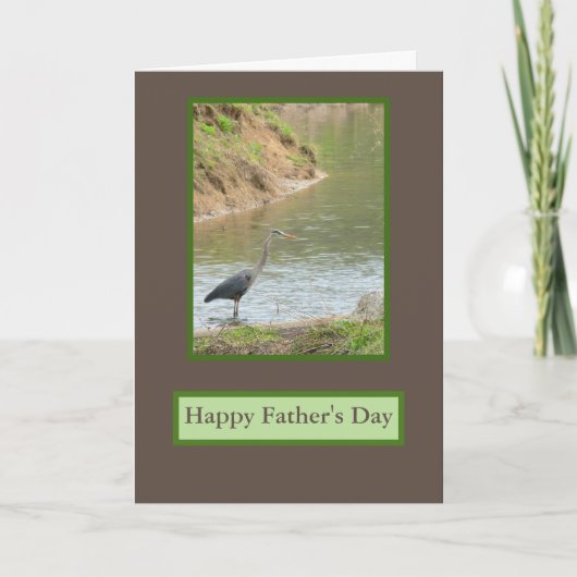 HERON AUF POND/HAPPY VATHER'S DAY CARD DANKESKARTE (Vorderseite)