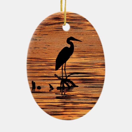 Heron bei Sunset Keramikornament (Hinten)