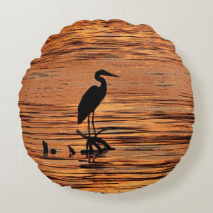 Heron bei Sunset Round Pillow Rundes Kissen