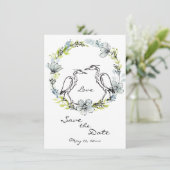 Heron Bird Couple und Blume Wreath Save the Date Einladung (Stehend Vorderseite)