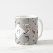 Heron Bird Egret Nature Mit Monogramm Kaffeetasse (VorderseiteRechts)