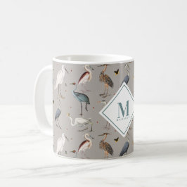 Heron Bird Egret Nature Mit Monogramm Kaffeetasse