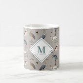 Heron Bird Egret Nature Mit Monogramm Kaffeetasse (Mittel)