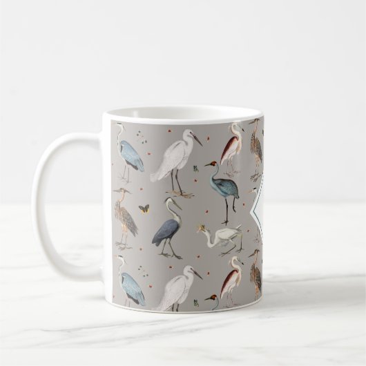 Heron Bird Egret Nature Mit Monogramm Kaffeetasse (Links)