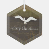 Heron Bird Flying Glass Ornament (Vorderseite)