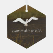 Heron Bird Flying Glass Ornament (Rückseite)