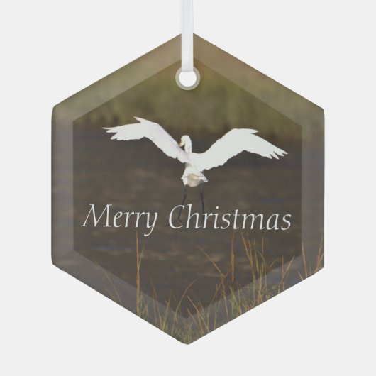 Heron Bird Flying Glass Ornament Aus Glas (Vorderseite)