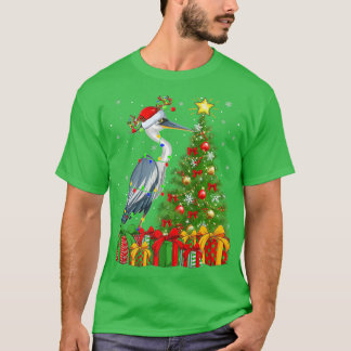 Heron Bird Lighting Xmas Tree Weihnachtsmannmütze  T-Shirt