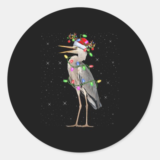 Heron Bird Lover Xmas Lighting Santa Heron Christm Runder Aufkleber (Vorderseite)
