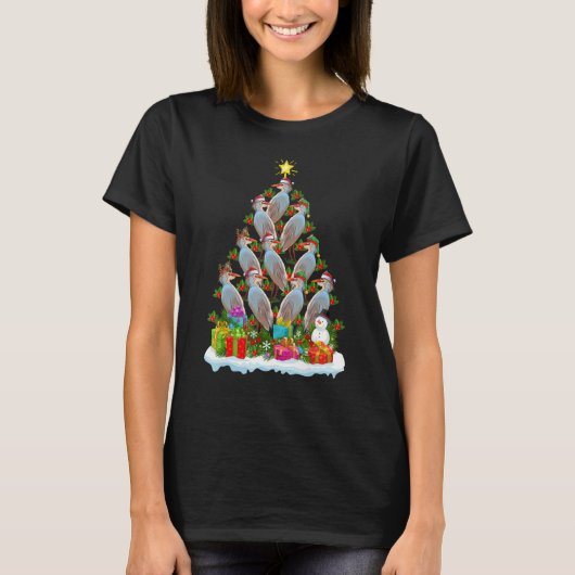 Heron Bird Xmas Holiday Heron Christmas Tree T-Shirt (Vorderseite)
