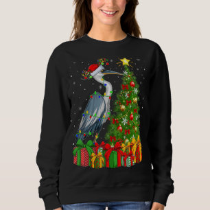Heron Bird Xmas Holiday Santa Heron Christmas Tor Sweatshirt